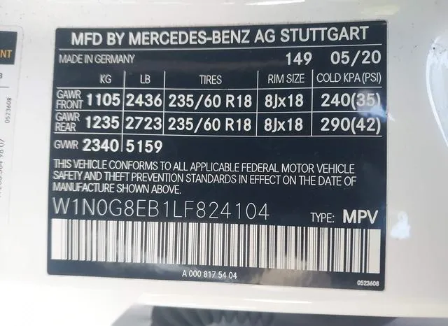 W1N0G8EB1LF824104 2020 2020 Mercedes-Benz GLC 300- 4Matic 9