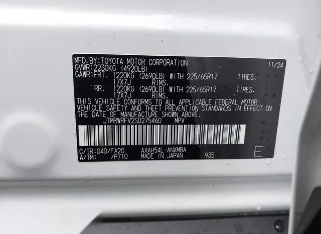 JTMRWRFV2SD275460 2025 2025 Toyota RAV4- Hybrid Xle 9