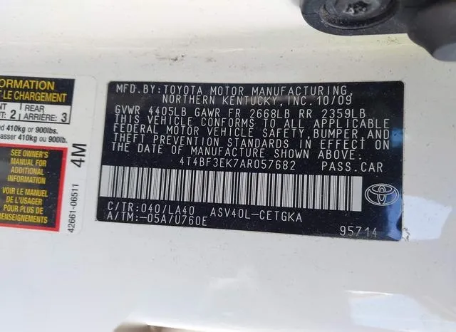 4T4BF3EK7AR057682 2010 2010 Toyota Camry- Xle 9