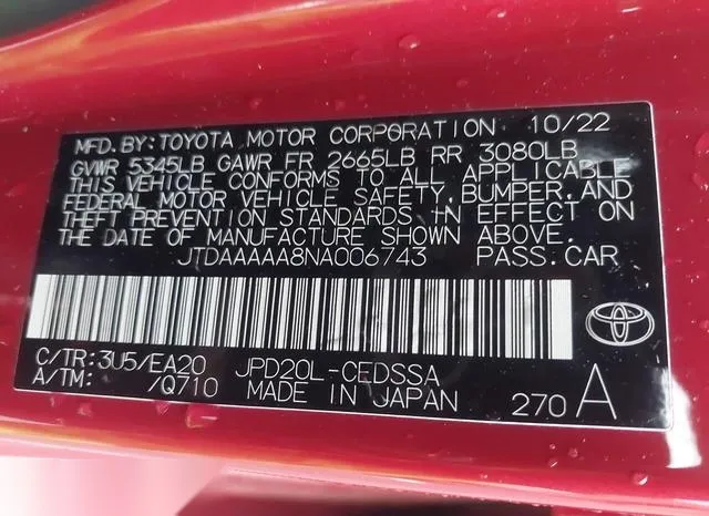 JTDAAAAA8NA006743 2022 2022 Toyota Mirai- Xle 9