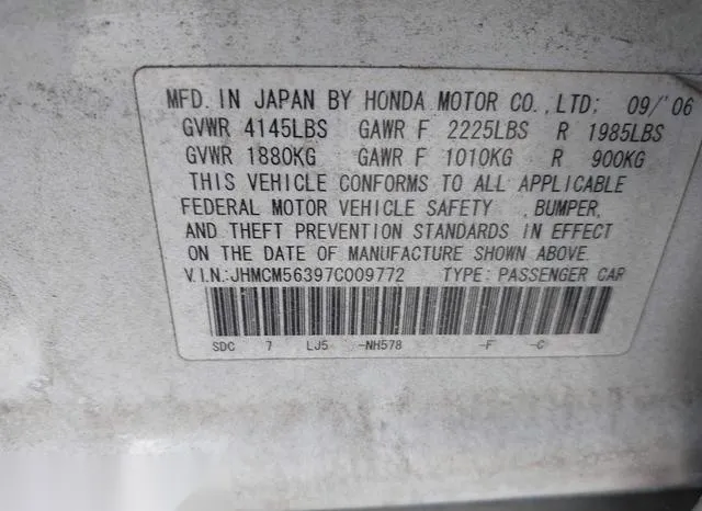 JHMCM56397C009772 2007 2007 Honda Accord- 2-4 SE 9