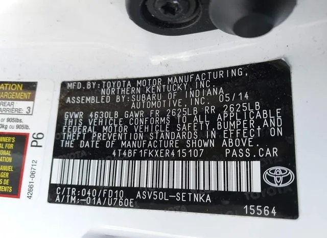 4T4BF1FKXER415107 2014 2014 Toyota Camry- LE 9