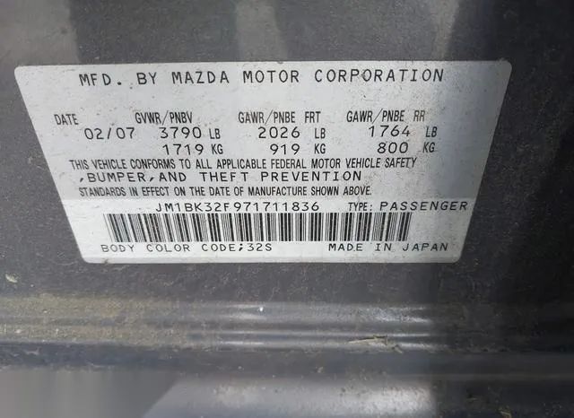 JM1BK32F971711836 2007 2007 Mazda 3- I 9