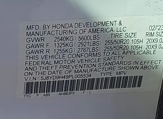 5J8YD9H49PL005534 2023 2023 Acura MDX- Technology 9