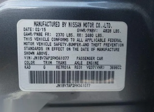 JN1BV7AP2FM341077 2015 2015 Infiniti Q50 9