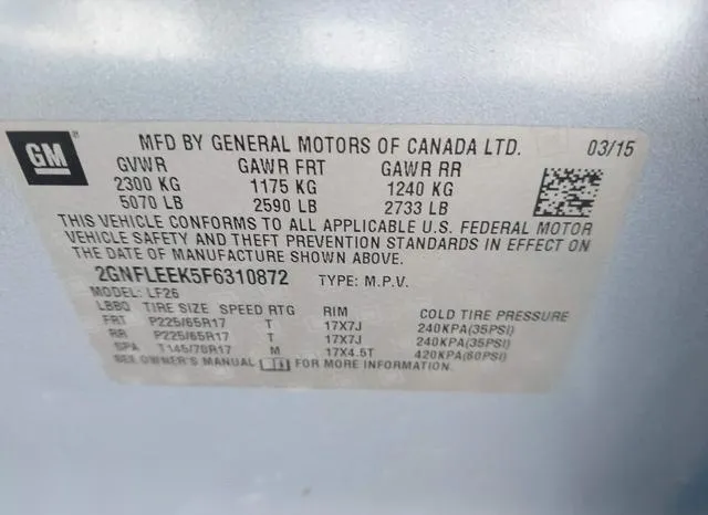 2GNFLEEK5F6310872 2015 2015 Chevrolet Equinox- LS 9