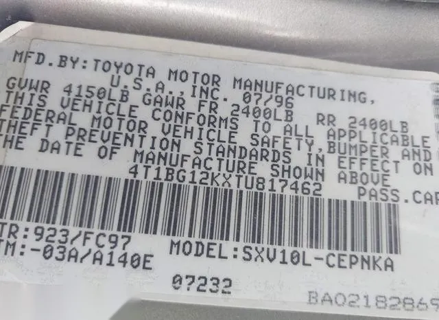 4T1BG12KXTU817462 1996 1996 Toyota Camry- Dx/Le/Xle 9