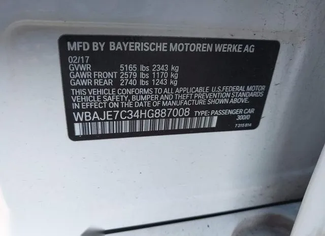 WBAJE7C34HG887008 2017 2017 BMW 5 Series- 540I Xdrive 9