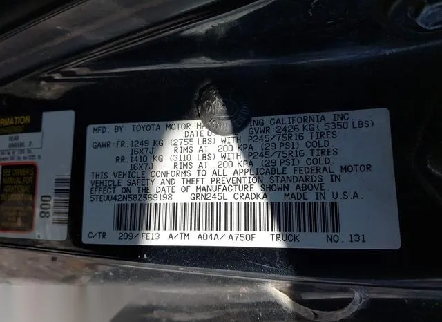 5TEUU42N58Z569198 2008 2008 Toyota Tacoma- Base V6 9