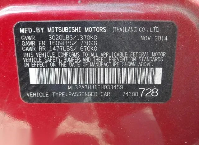 ML32A3HJ1FH033459 2015 2015 Mitsubishi Mirage- De/Rf 9