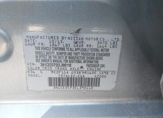 3N1CE2CP3EL390110 2014 2014 Nissan Versa- Note SV 9