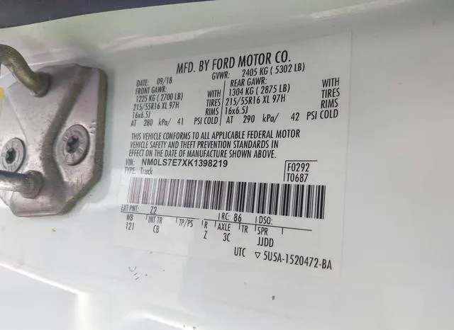 NM0LS7E7XK1398219 2019 2019 Ford Transit- Connect XL 9