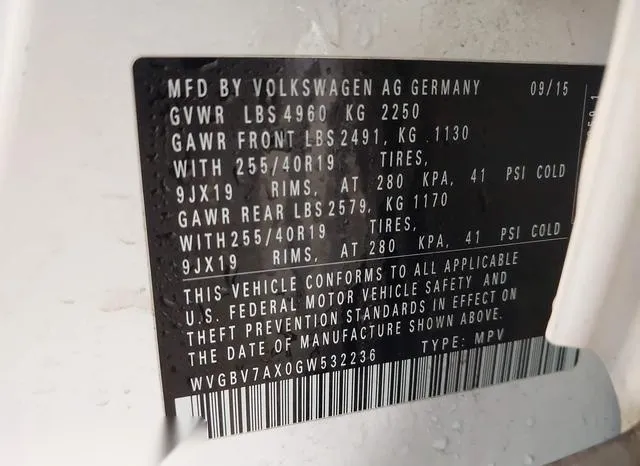 WVGBV7AX0GW532236 2016 2016 Volkswagen Tiguan- Sel 9