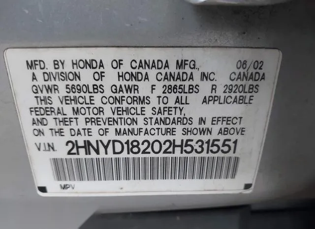 2HNYD18202H531551 2002 2002 Acura MDX 9