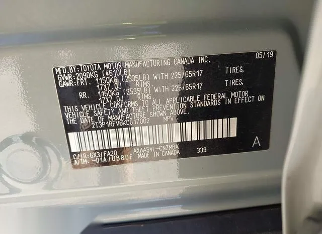 2T3P1RFV6KC017002 2019 2019 Toyota RAV4- Xle 9