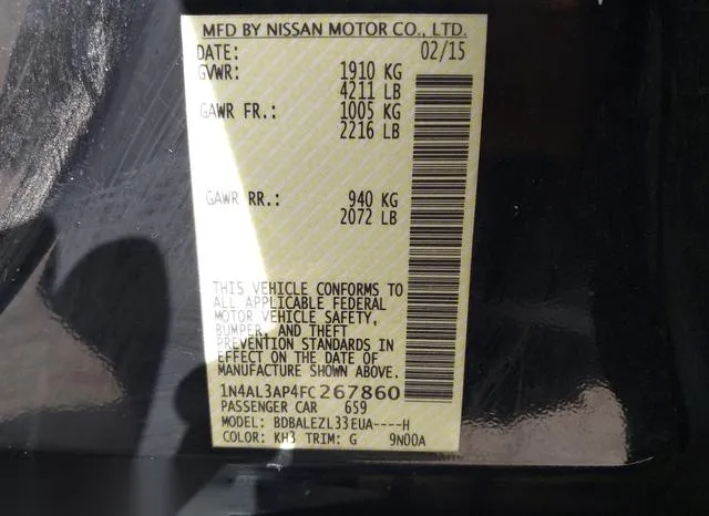 1N4AL3AP4FC267860 2015 2015 Nissan Altima- 2-5 S 9