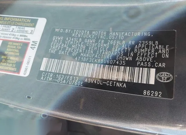 4T1BF3EK8BU607435 2011 2011 Toyota Camry- Se/Le/Xle 9