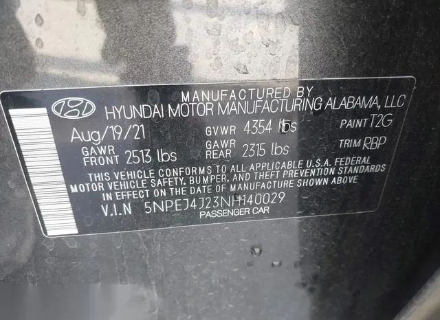 5NPEJ4J23NH140029 2022 2022 Hyundai Sonata- Sel Plus 9