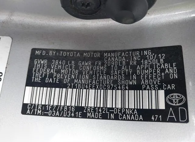 2T1BU4EEXDC975464 2013 2013 Toyota Corolla- LE 9