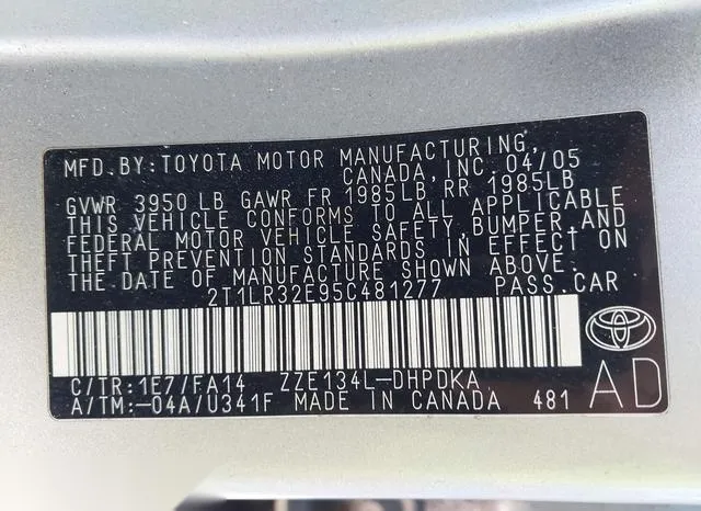 2T1LR32E95C481277 2005 2005 Toyota Matrix 9