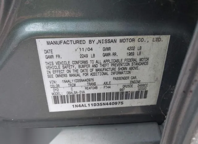 1N4AL11D35N440975 2005 2005 Nissan Altima- 2-5 S 9