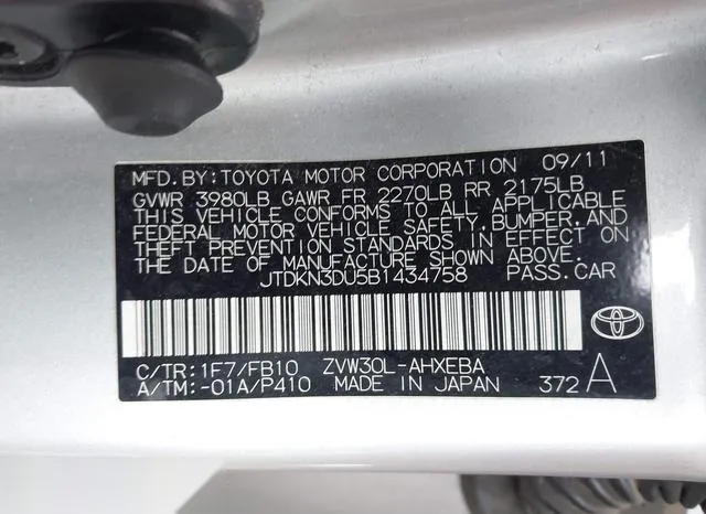 JTDKN3DU5B1434758 2011 2011 Toyota Prius- Three 9