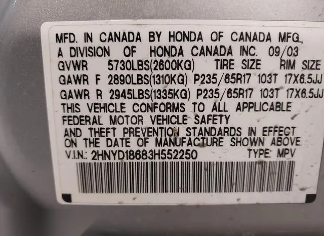 2HNYD18683H552250 2003 2003 Acura MDX 9