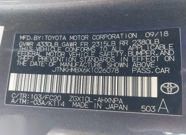 JTNKHMBX6K1026078 2019 2019 Toyota C-HR- LE 9