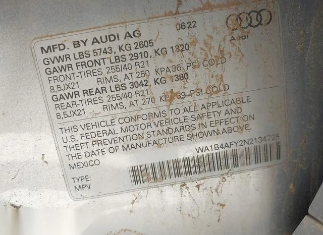 WA1B4AFY2N2134725 2022 2022 Audi SQ5- Premium Plus Tfsi Qua 9