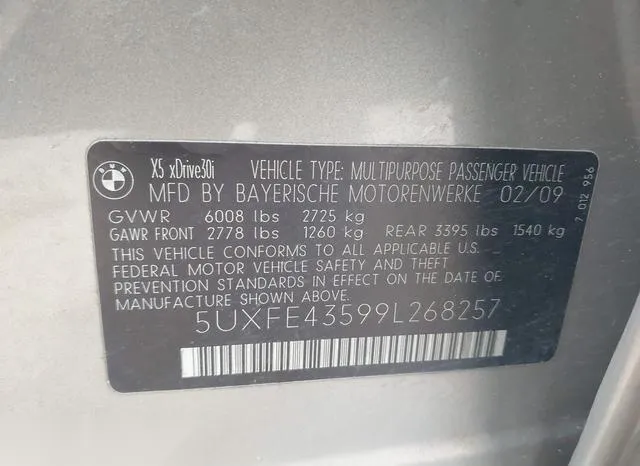 5UXFE43599L268257 2009 2009 BMW X5- Xdrive30I 9