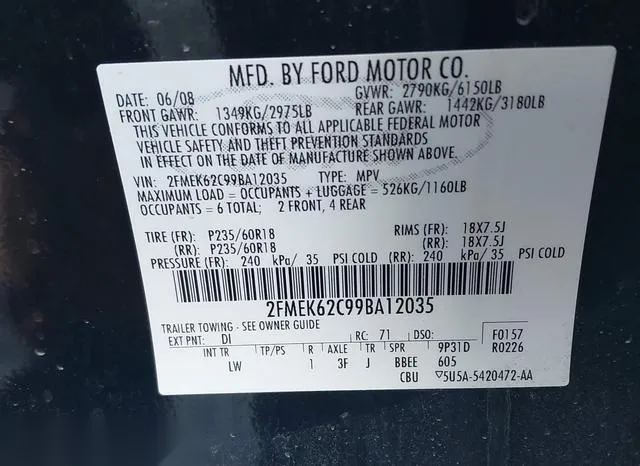 2FMEK62C99BA12035 2009 2009 Ford Flex- Sel 9