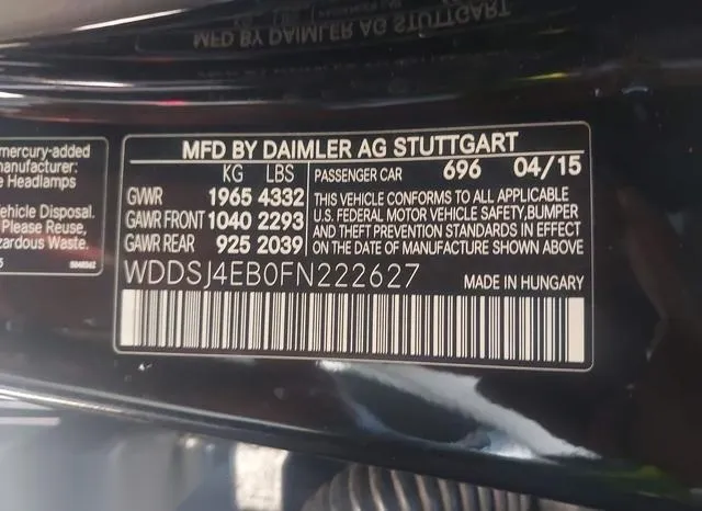 WDDSJ4EB0FN222627 2015 2015 Mercedes-Benz CLA 250 9