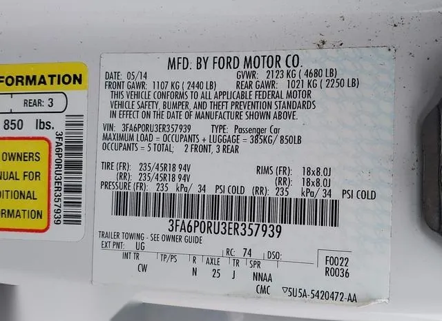 3FA6P0RU3ER357939 2014 2014 Ford Fusion- Hybrid Titanium 9