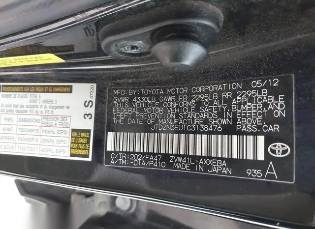 JTDZN3EU1C3138476 2012 2012 Toyota Prius- V Three 9