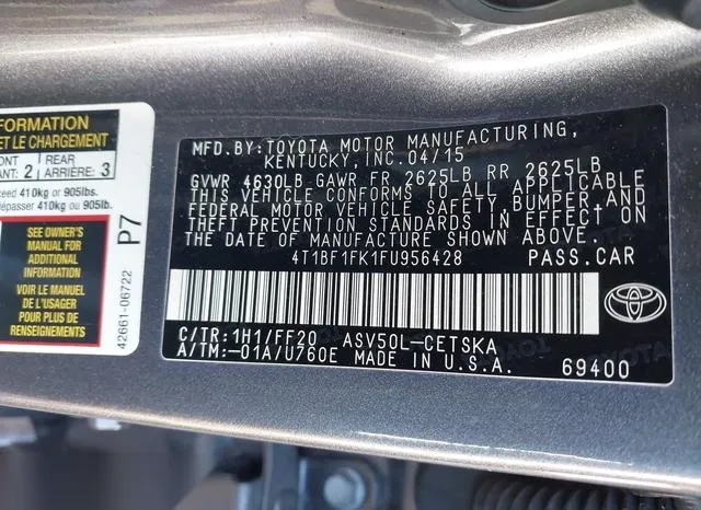 4T1BF1FK1FU956428 2015 2015 Toyota Camry- SE 9