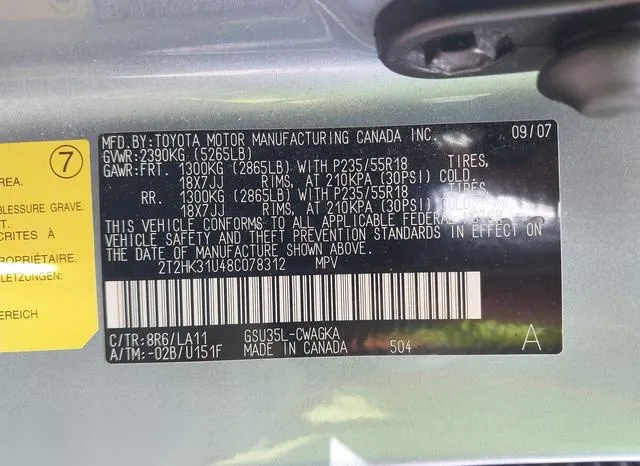 2T2HK31U48C078312 2008 2008 Lexus RX- 350 9