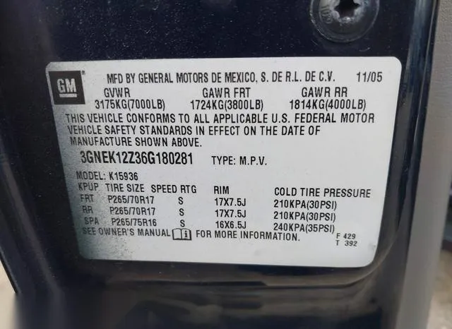 3GNEK12Z36G180281 2006 2006 Chevrolet Avalanche 1500- Z71 9