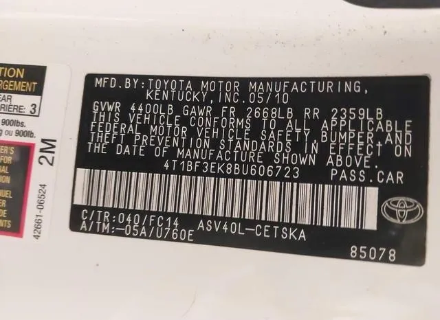 4T1BF3EK8BU606723 2011 2011 Toyota Camry- SE 9