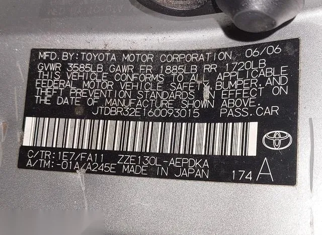 JTDBR32E160093015 2006 2006 Toyota Corolla- CE 9