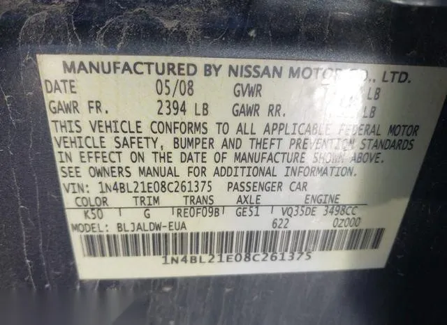 1N4BL21E08C261375 2008 2008 Nissan Altima- 3-5 SE 9