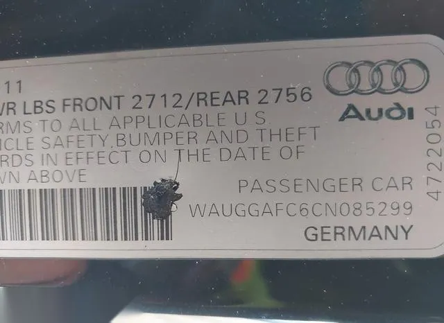 WAUGGAFC6CN085299 2012 2012 Audi A6- 3-0 Premium 9