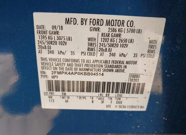 2FMPK4AP0KBB04514 2019 2019 Ford Edge- ST 9