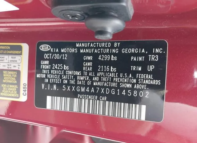 5XXGM4A7XDG145802 2013 2013 KIA Optima- LX 9