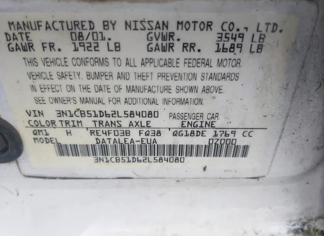 3N1CB51D62L584080 2002 2002 Nissan Sentra- Gxe 9