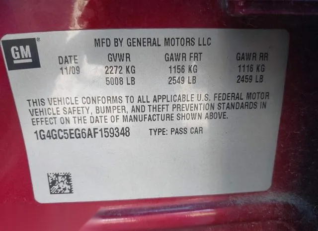 1G4GC5EG6AF159348 2010 2010 Buick Lacrosse- Cxl 9