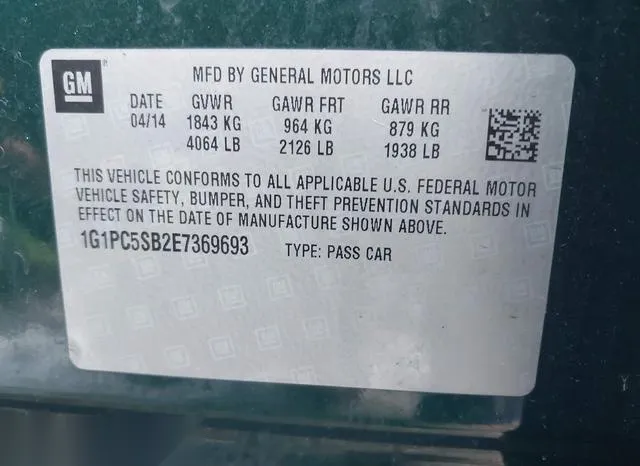 1G1PC5SB2E7369693 2014 2014 Chevrolet Cruze- 1Lt Auto 9