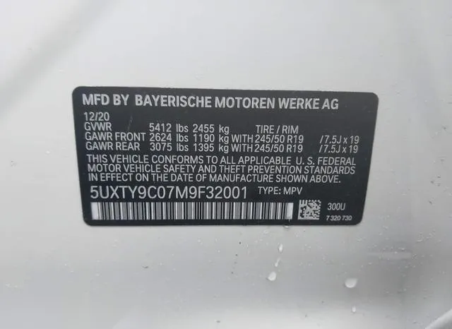 5UXTY9C07M9F32001 2021 2021 BMW X3- M40I 9