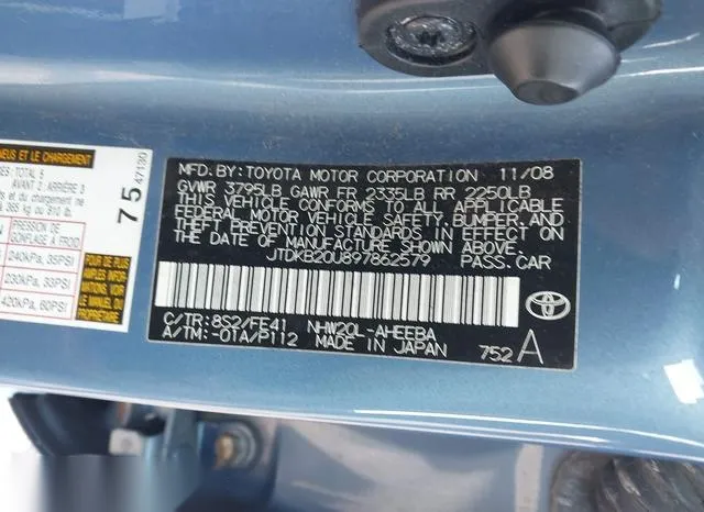 JTDKB20U897862579 2009 2009 Toyota Prius 9