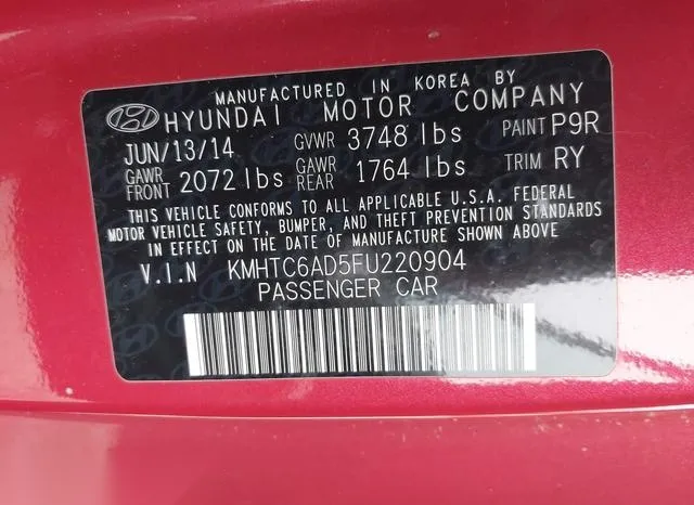 KMHTC6AD5FU220904 2015 2015 Hyundai Veloster 9