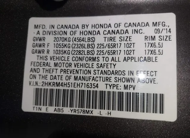 2HKRM4H51EH716354 2014 2014 Honda CR-V- EX 9